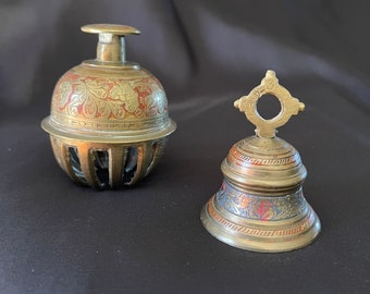 Brass Bells from India, Beautifully Colored, Soothing Sounds