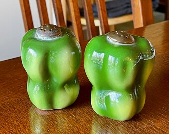 Salt And Pepper Shakers in the Shape of Green Bell Peppers – Perhaps Enesco?