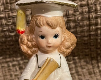 Graduating Elementary School Age Figurine – 1950s, Sweet Gift, Love the Detail! Made by Lefton!