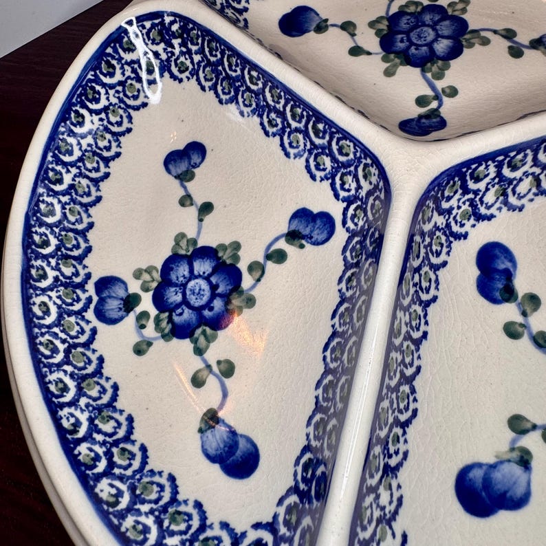 Ceramika Artystyczna Polish Pottery Divided Dish - Thumbnail 5