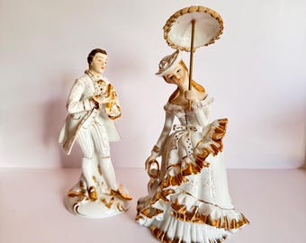 Vintage Victorian Couple by Norleans Japan | Blue and White