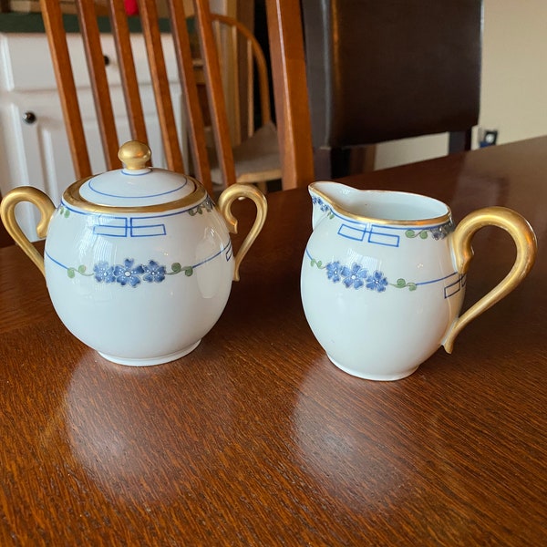 Art Deco creamer and sugar bowl by Wm Guerin & Co., Limoges France, 1930s