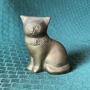Solid Brass Cat, Folk Art, Made in India, Great Aesthetic