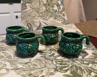 Christmas Punch Mugs Made by Lefton from the 60s – Adorable Burst of Holiday Happiness