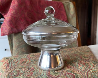 Dorothy Thorpe Allegro Mushroom-Shaped Covered Dish, Accented in Sterling Silver Overlay