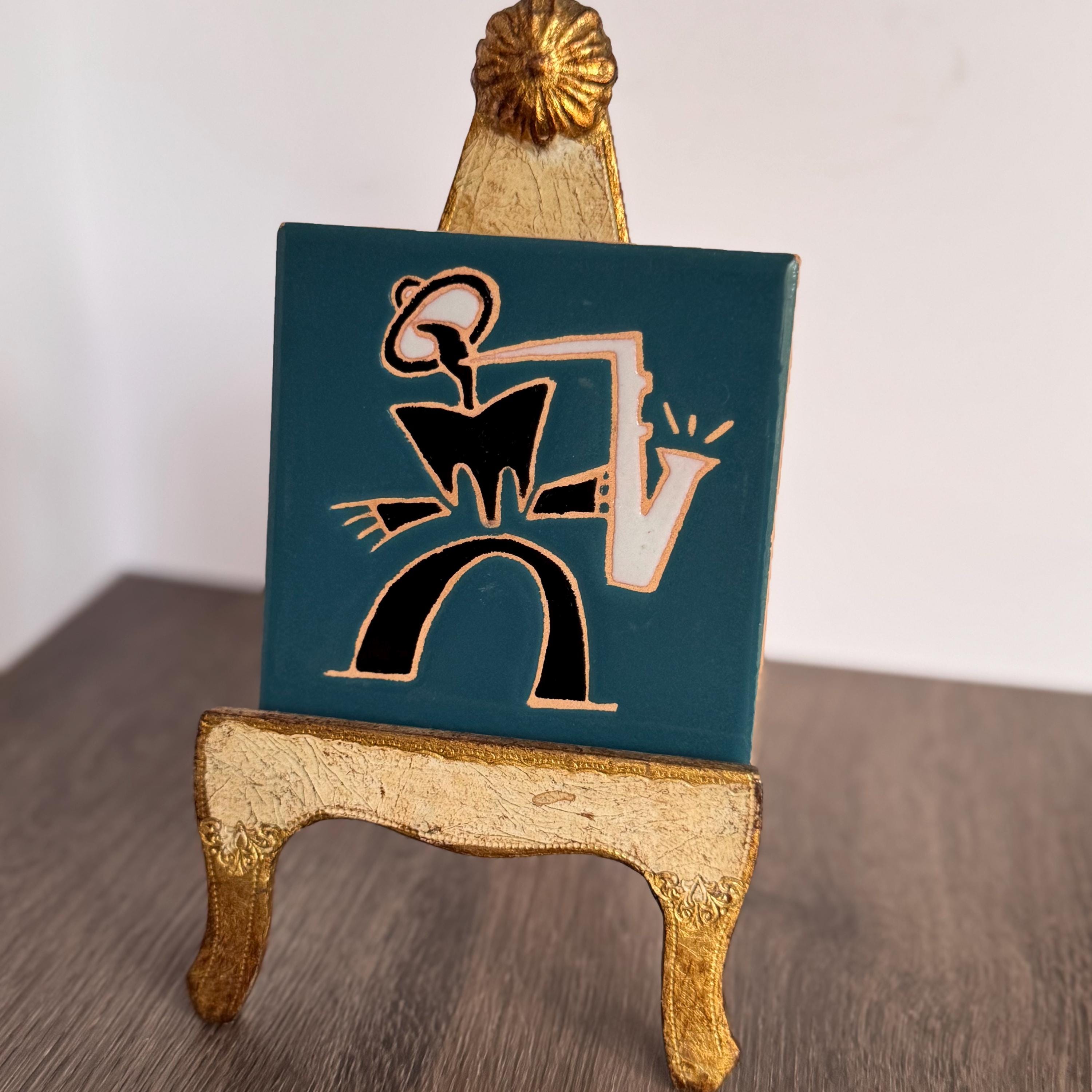Hand Painted Jazz Tile, Kokopelli Southwestern Art - Etsy