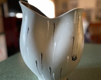 Austrian Studio Art Pottery Mid Century Modern Grey Atomic Vase