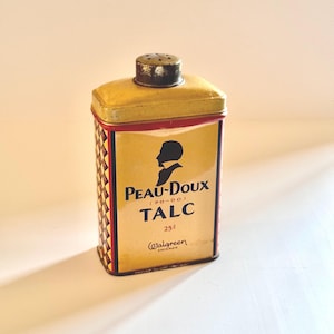 Art Deco Tin of Early Peau-Doux (Po-Do Talc) Sold in Walgreen Chicago 1920s