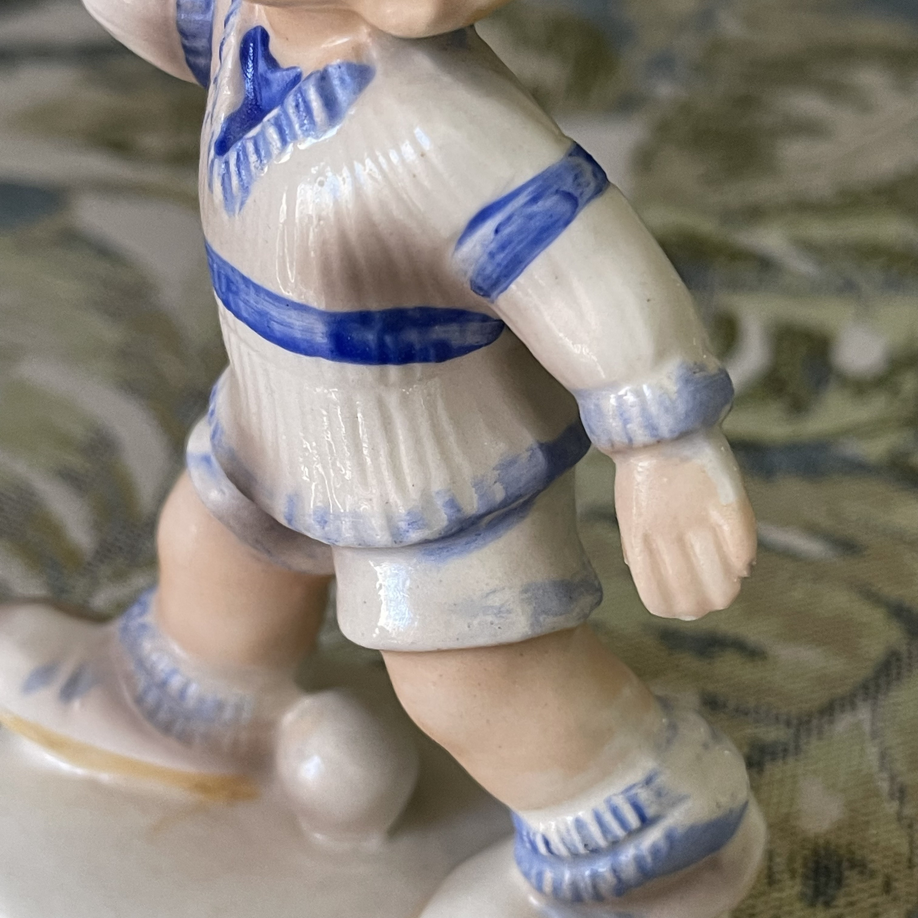 Kitsch Boy Figurine From the 60s, Freckles, Tennis Outfit