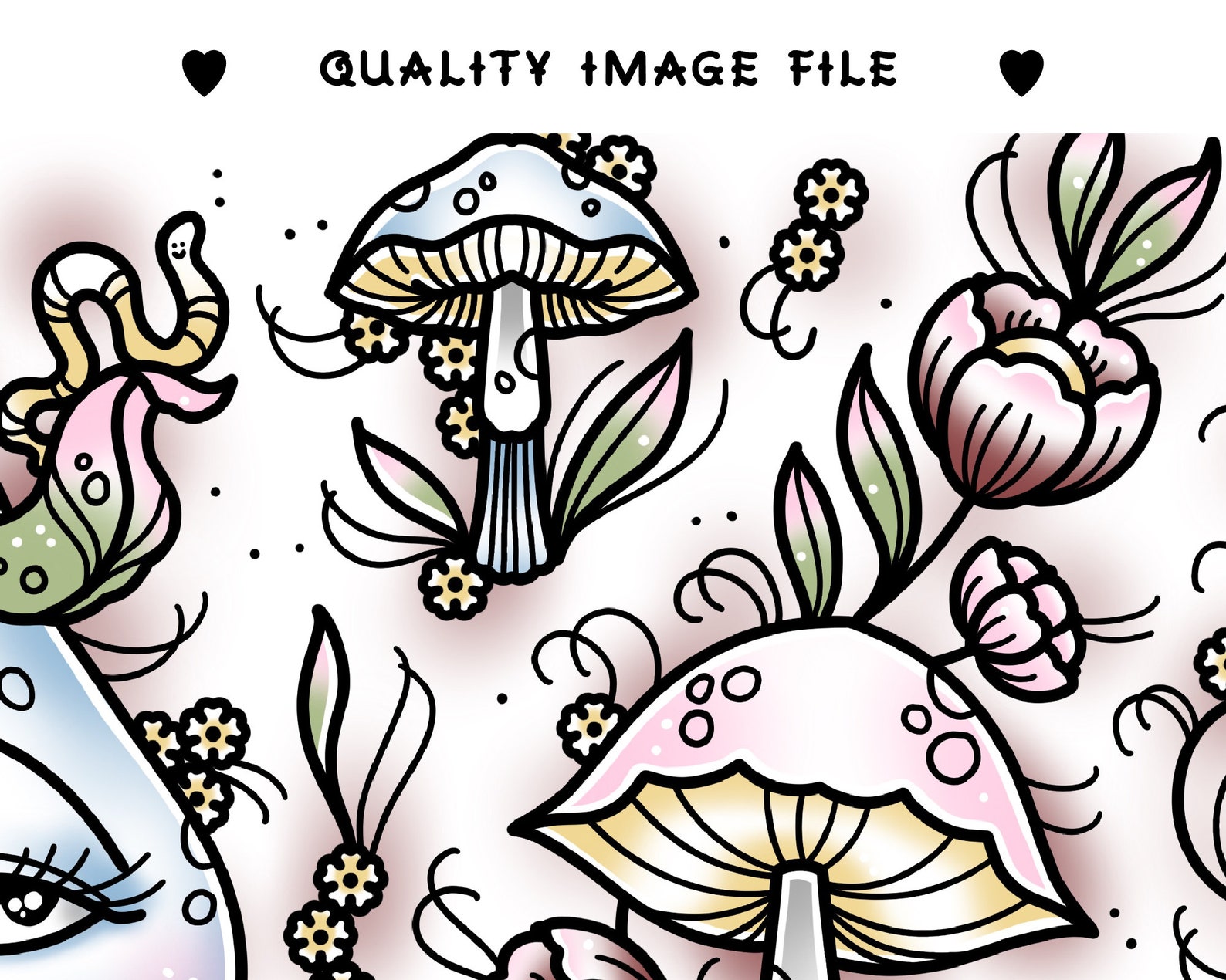 Digital Download DIY Print Tattoo Flash Art Mushrooms and | Etsy
