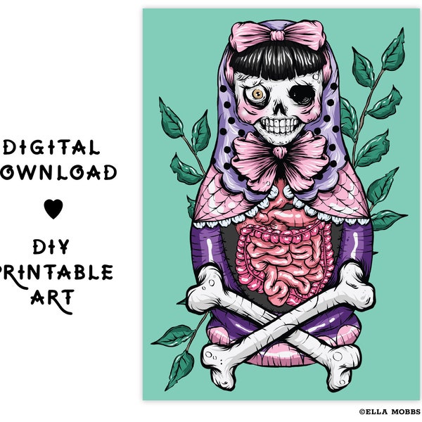 Zombie Russian Doll Cross Bones Lolita   Classic Cute  Halloween Flash Style DownloadDownload