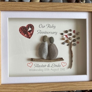 Anniversary pebble art: 10x8 Golden Anniversary, tin anniversary, silver anniversary. Special anniversary gift. Personalised pebble picture imagem 8