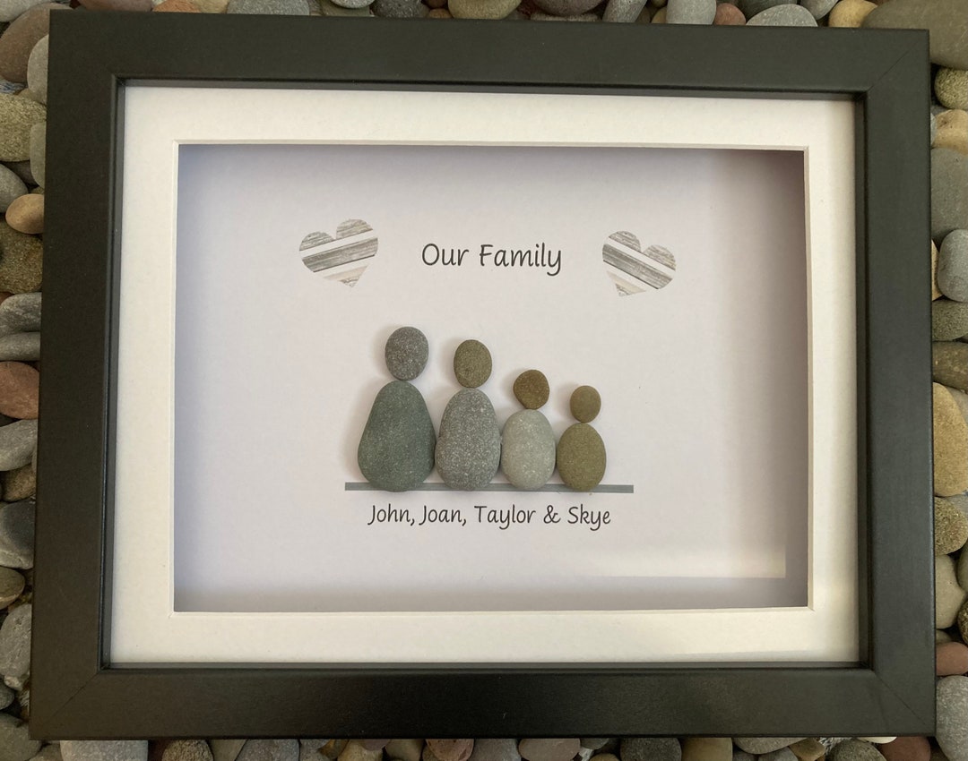 Personalized Family Pebble Art Picture Unique Family Gift Etsy Canada