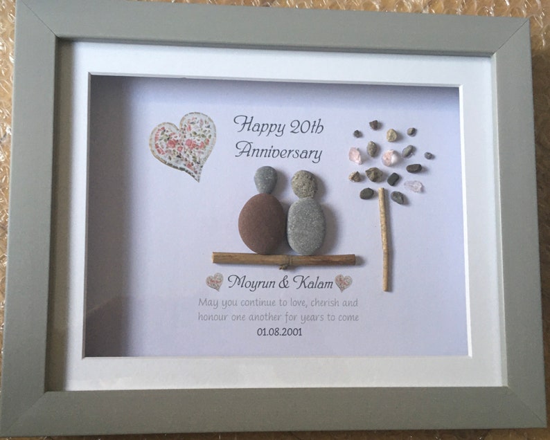 Anniversary pebble art: 10x8 Golden Anniversary, tin anniversary, silver anniversary. Special anniversary gift. Personalised pebble picture imagem 6