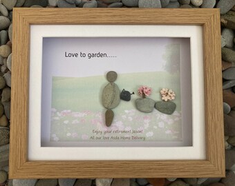 Arte con piedras para amantes de la jardinería. Regalos de jardinería. ¡Me encanta la jardinería!