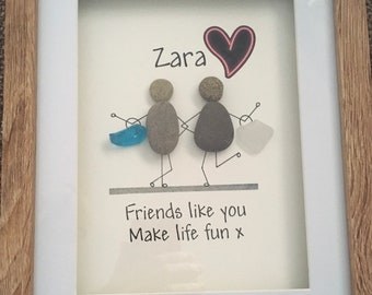 Friends pebble art (Choose your own quote) friendship, personalised pebble picture