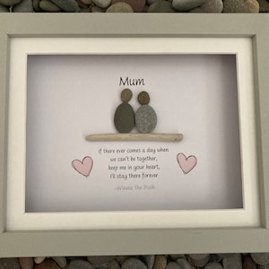 In memory pebble art (personalised and framed) Grief pebble art. Remembrance pebble picture