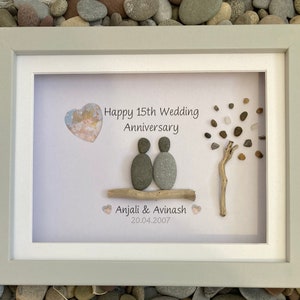 Anniversary pebble art: 10x8 Golden Anniversary, tin anniversary, silver anniversary. Special anniversary gift. Personalised pebble picture imagem 4