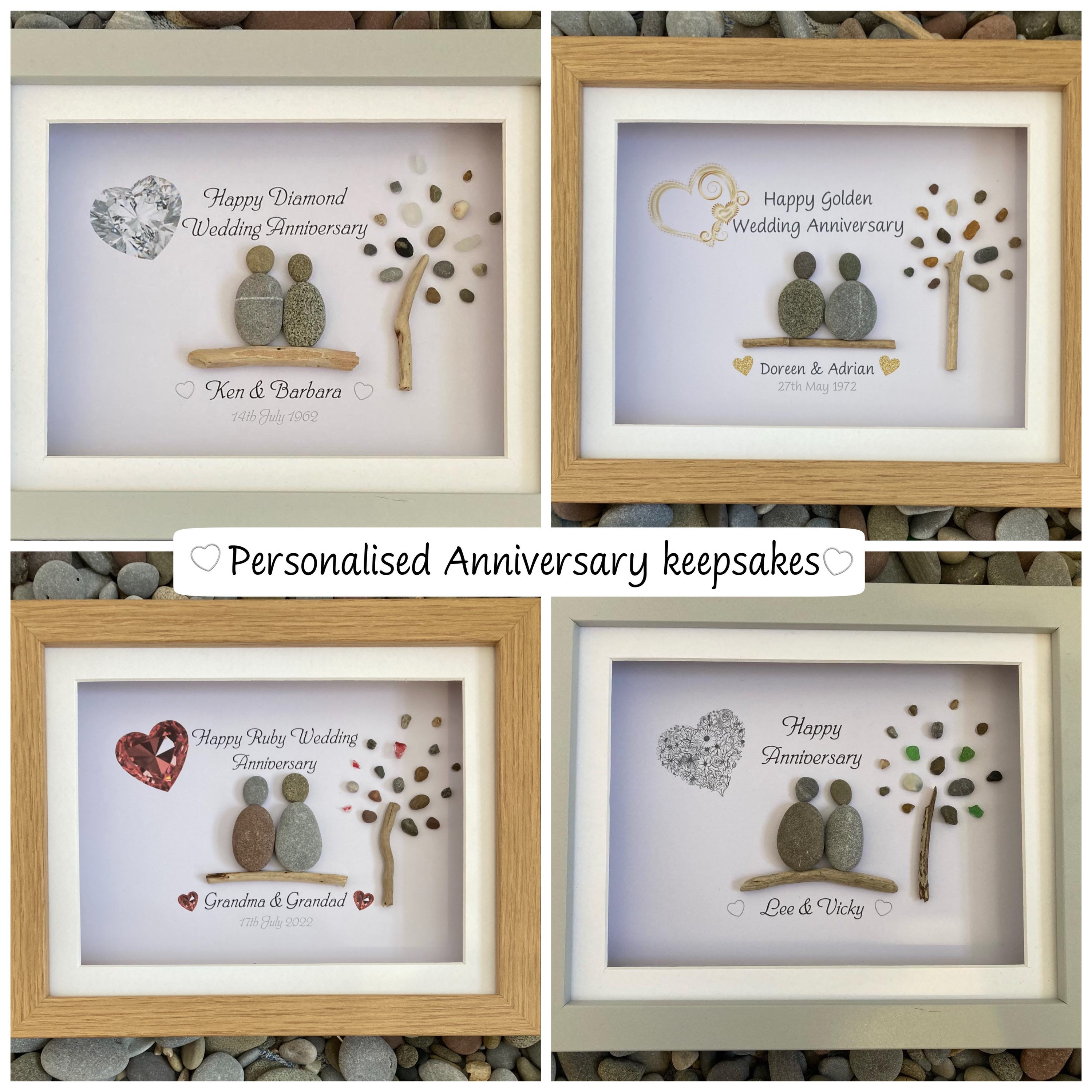 Anniversary Pebble Art 10x8 Golden Anniversary Tin Etsy UK