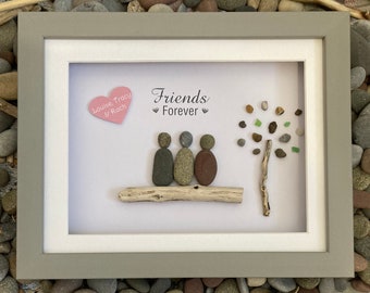 Personalized Pebble Art Picture - Friends Forever Gift