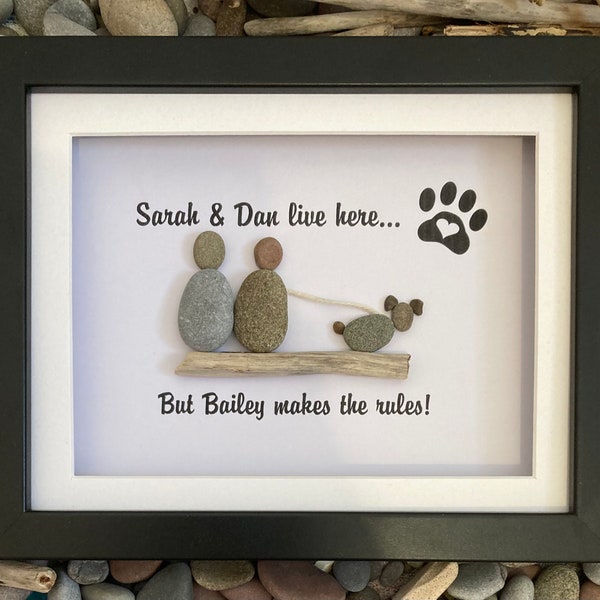 Personalised pet pebble art. Dog/cat lovers gift! Pebble picture