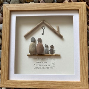 Pebble art New home. 10x8” Personalised pebble picture, moving or new home gift