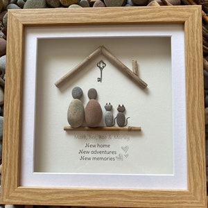 Pebble art New home. 10x8” Personalised pebble picture, moving or new home gift