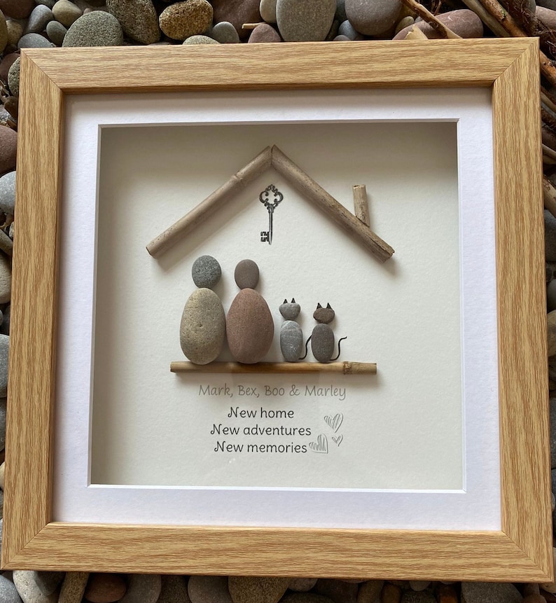 Pebble art New home. Personalised pebble picture moving or Etsy