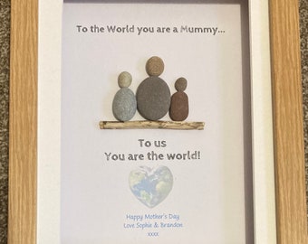 Personalized Mother's Day Pebble Art - Framed Mum Gift