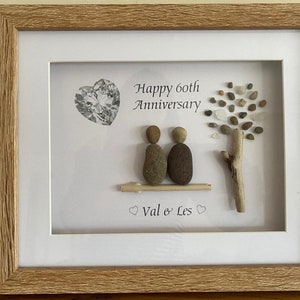 Anniversary pebble art: 10x8 Golden Anniversary, tin anniversary, silver anniversary. Special anniversary gift. Personalised pebble picture imagem 9