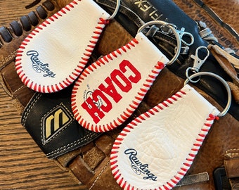 Real Baseball Keychain | Personalized keychain | Leather | Custom | Baseball Mama | Teen | Gift for Him | Gift for Her | Fathers Day