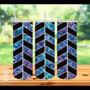 Black Chevron | Sliver Glitter | Disco Ball | Purple, Green, Blue | 20 oz *STRAIGHT* Skinny Tumbler.