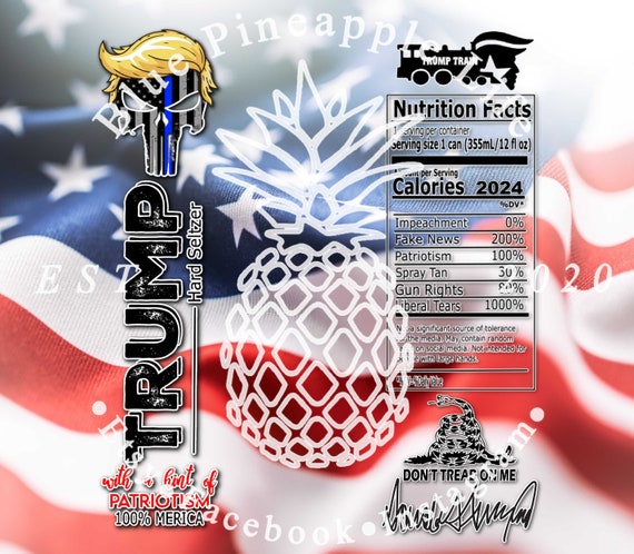 Digital Design Trump Tumbler. Trump Hard Seltzer. Trump 2024 Tumbler. Back  the Blue. Thin Blue Line. 20 oz *STRAIGHT* Skinny Tumbler PNG.