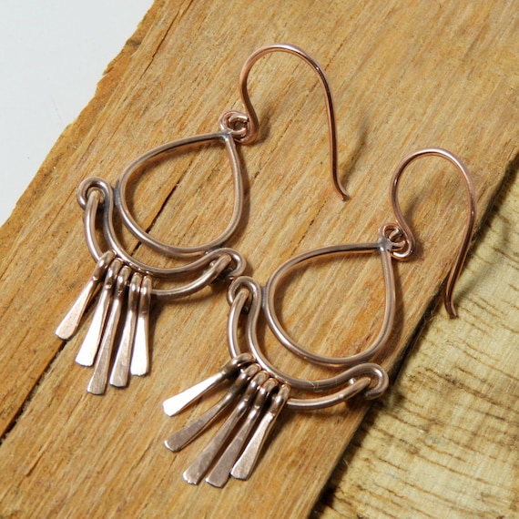 Patina earrings Pure copper earrings Sea glass earrings U shape ear   niftydaisy