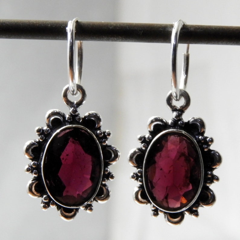 Garnet Huggies Hoop Earrings, Natural Garnet Sterling Silver Hoops ...