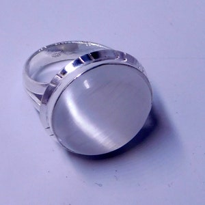 Genuine White Selenite 925 Solid Sterling Silver Ring