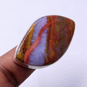 Large chalcedony agate, Natural Chalcedony Ring, Sterling Silver Ring, October Birthstone Ring, Gift Ring, Unisex Ring, Statement Ring