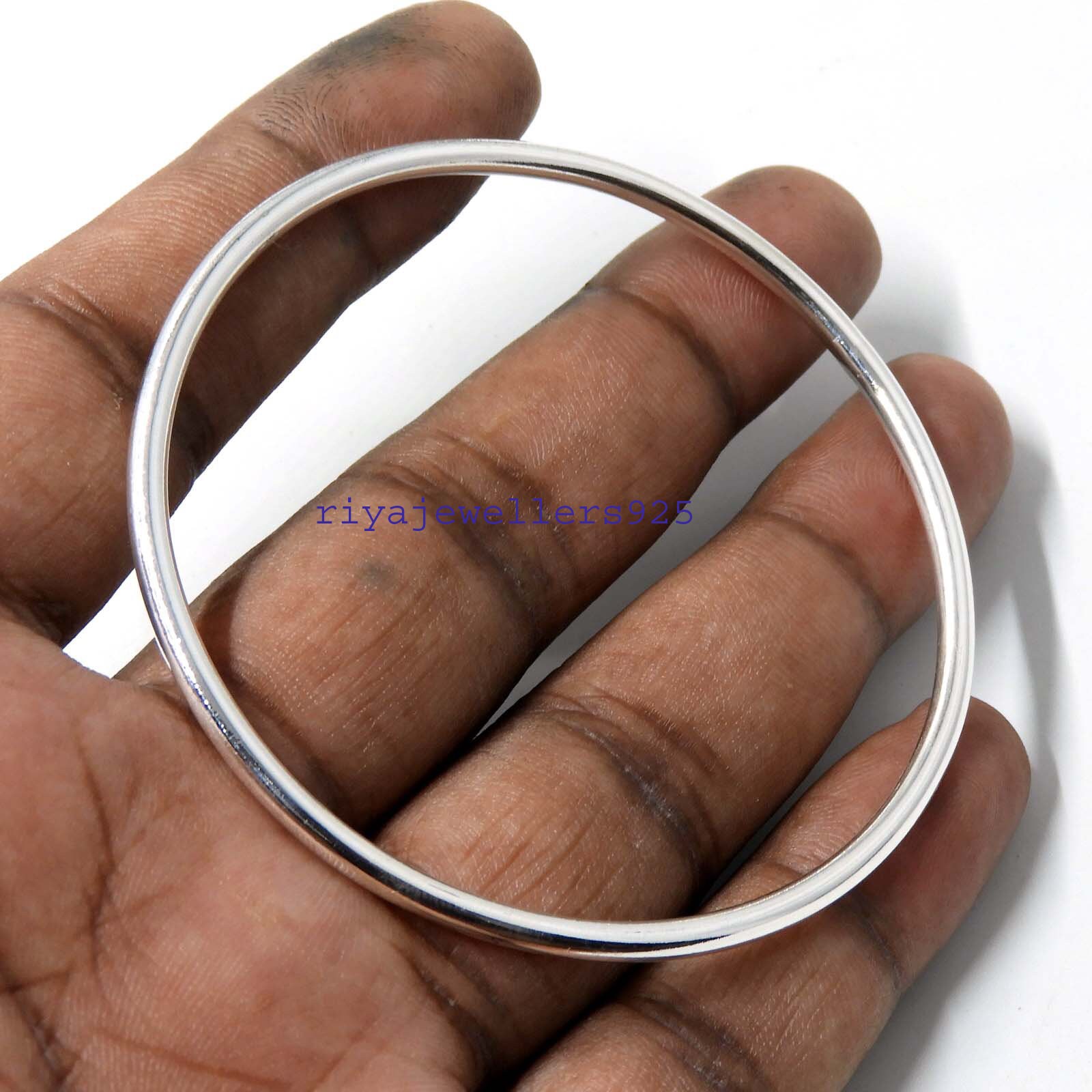 Silver Bangle ,925 Sterling Silver Handmade Plain Shiny