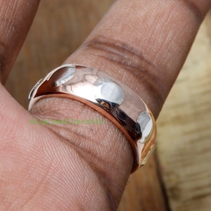Handmade Sterling Silver & Copper Band Ring: Rustic Wide Ring