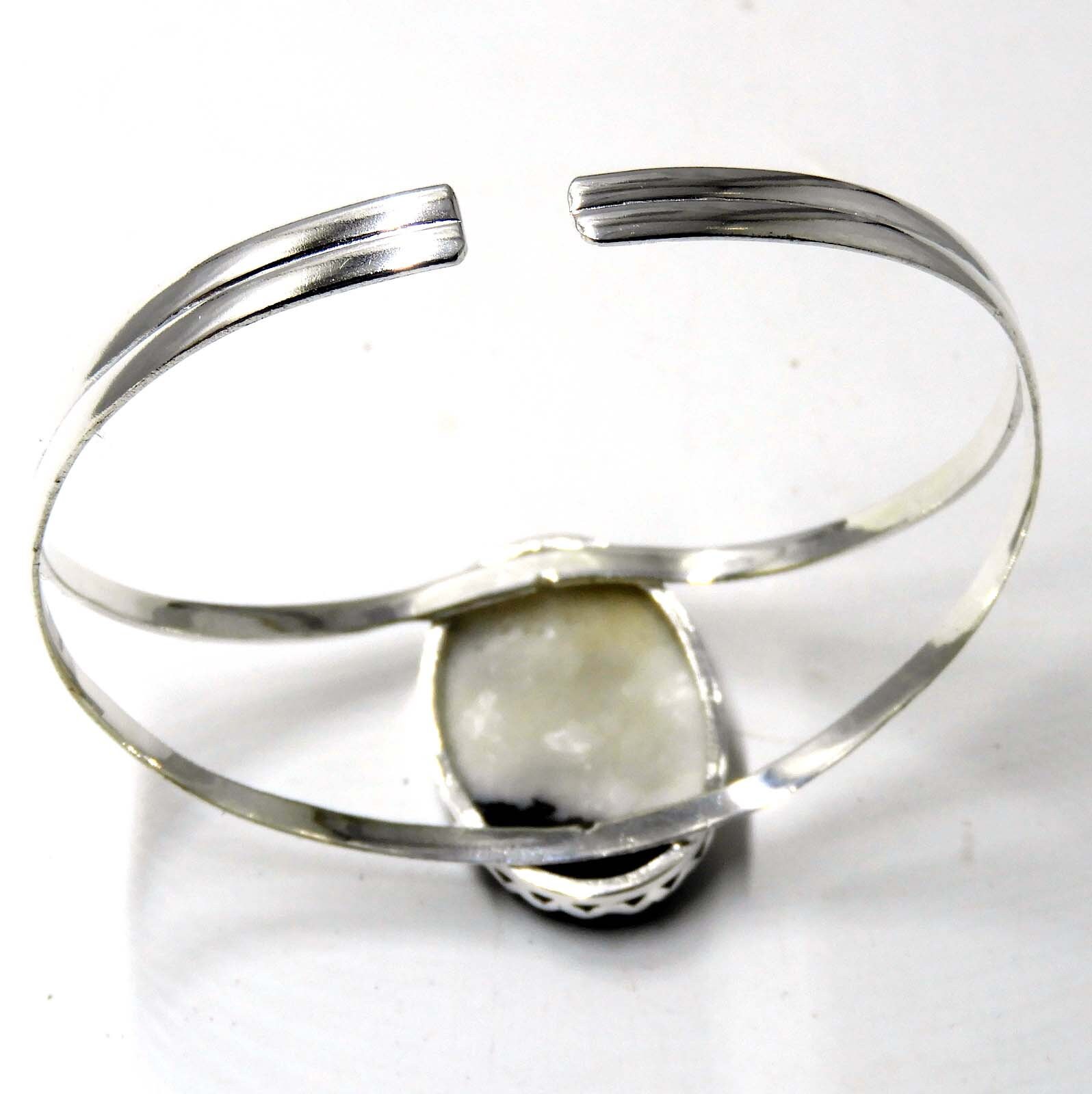 ホワイトバッファローターコイズスターリングシルバーバングル：調節