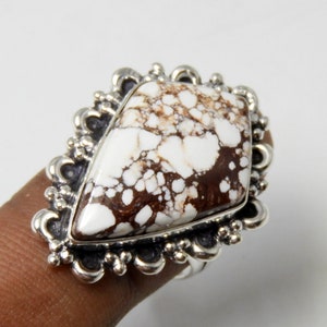 American Wild Horse magnesite Silver ring, Handmade Gemstone Ring, Wild Horse Turquoise Ring, Birthday Gifts, natural Horse ring