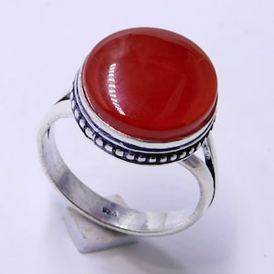 Carnelian Stone Ring,Sterling Silver Ring