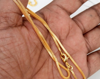 18K Yellow Gold Box Chain Necklace for Women, Gold Filled Silver Chain ,Thickness 1.6 mm