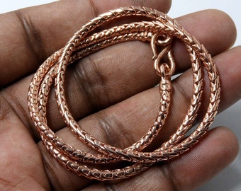 Cadena de serpiente de cobre, collar de cadena de cobre puro, espesor de la cadena 3 mm