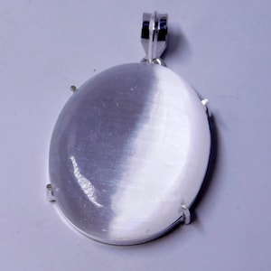 Selenit Anhänger - Selenit Sterling Silber Anhänger - Selenit Schmuck - Heilstein Halskette - Selenit Kristall - Selenit Anhänger