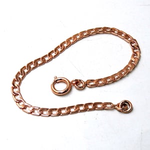 Pure Copper Curb Chain Bracelet: Cuban Link, Round Lock