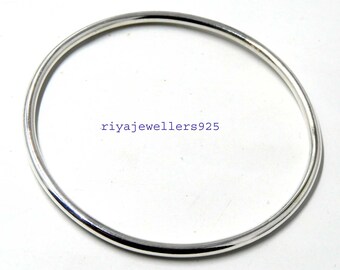 Silver Bangle ,925 Sterling Silver Handmade Plain Shiny Silver Bangle ,925 Sterling Silver Handmade Plain Shiny