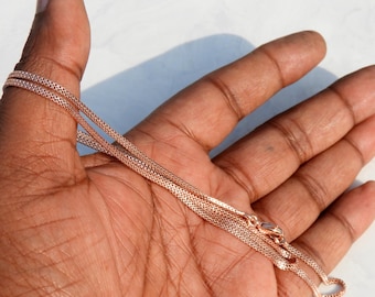 14K Rose Gold Filled Box Chain Necklace, Women and Men, All Sizes