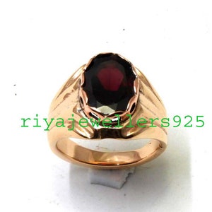 Natural Garnet Copper Ring For Men, Garnet Statement Ring, Copper Men&#39;s Ring ,Gift For Him, Pure Copper Ring , Men’s Gemstone Jewelry