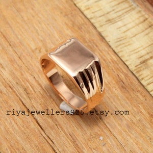 square signet ring ,Pure Copper Signet Ring , Mens Copper square signet ring ,Solid Copper rings for men , Plain mens jewellery Ring